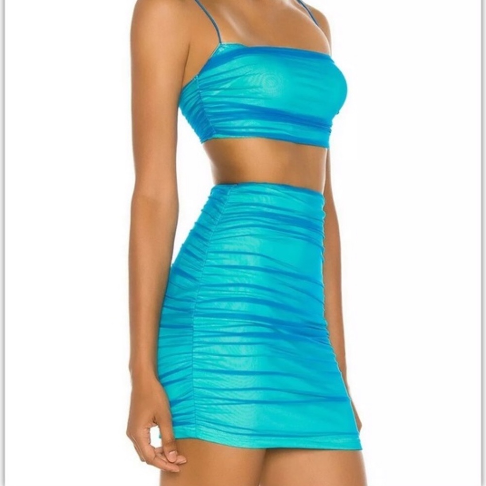 Superdown issa mesh top and skirt set